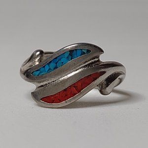 Vintage Red And Blue Ring Size 4.25